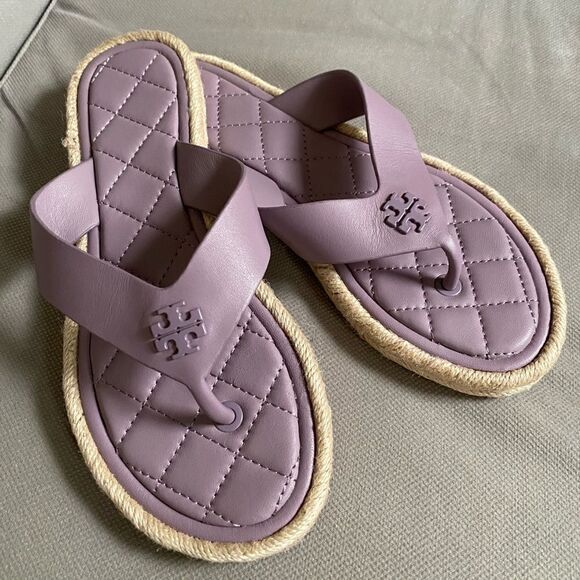 Tory Burch Quilted Espadrille Thong Sandals - Picture 1 of 6